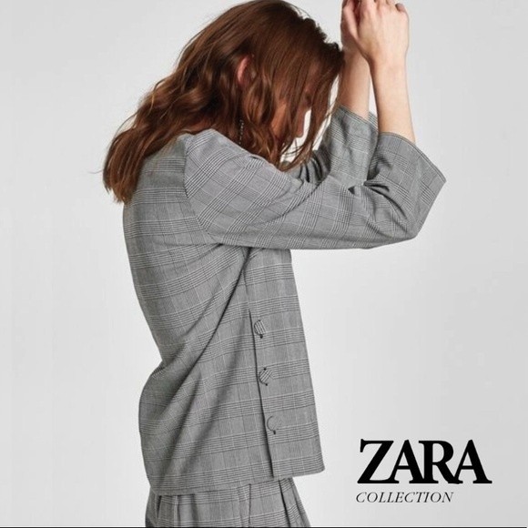 LIKE NEW Zara Glen Plaid Button Detail Top - Picture 1 of 7